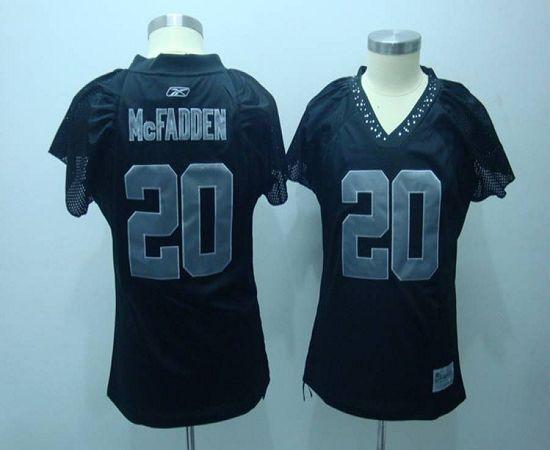 Raiders #20 Darren McFadden Black Women's Field Flirt Stitched NFL Jersey - Click Image to Close